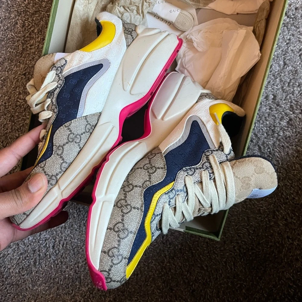Gucci Sneakers - Yellow, Blue, and Beige Monogram - Picture 5 of 6